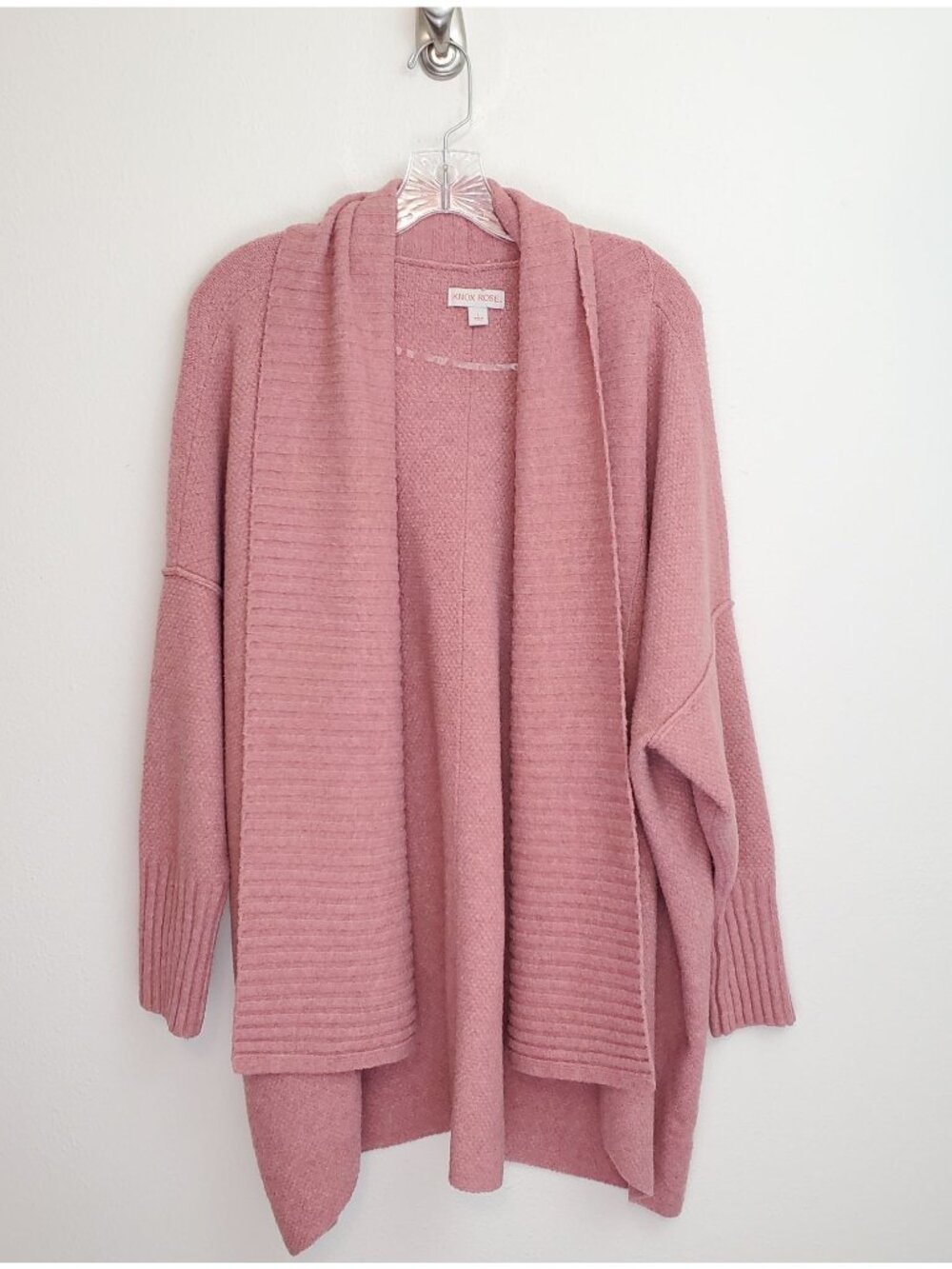 Knox Rose dusty rose open front waterfall cardigan